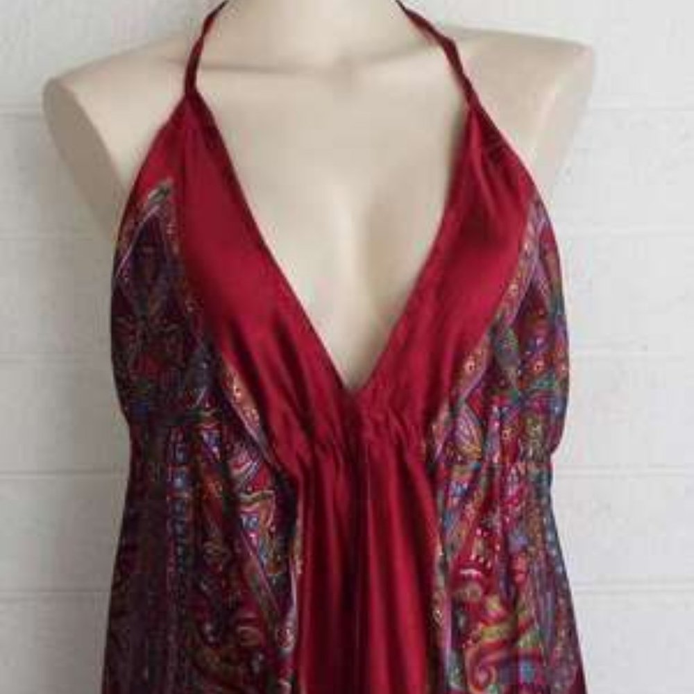 New SACRED THREADS M L wine paisley scarf dress - Picture 3 of 7